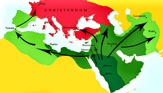 Арабские завоевания карта